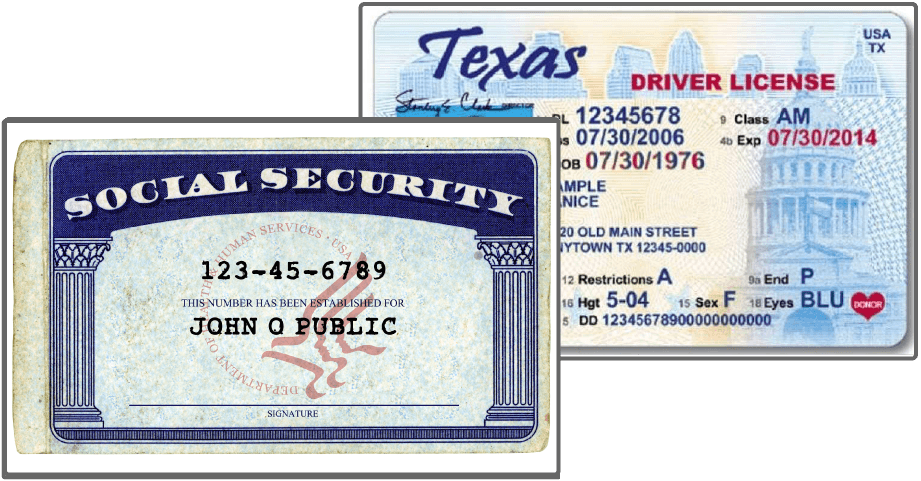 Example SSn/ Driver's License