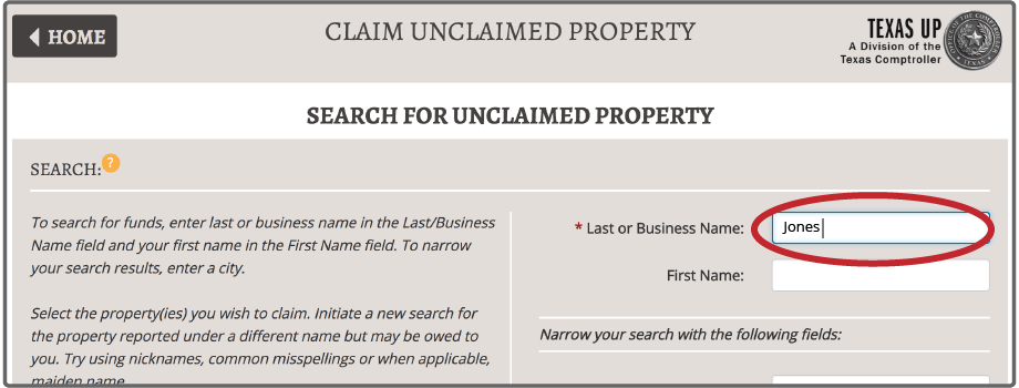 Example Property Search